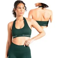 Smilodox Sport-BH Azura, Seamless Sport Top Rückenfrei Starker Halt Fitness Alltag Scrunch Bra ohne Bügel Atmungsaktiv Yoga Gym Bustier Schriftzug