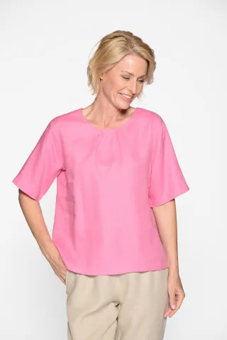 CLARINA - Rdh.-Bluse, 1/2 Arm, uni pink - Gr. - 42