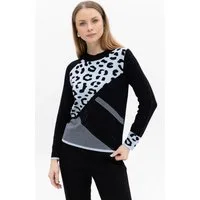 Passioni Strickpullover im Colorblock mit Strassdetails