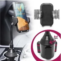 Mobilefox Smartphone-Halterung Universal Auto Handy Halterung PKW Getränke Schwanenhals KFZ Halter