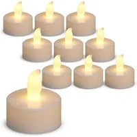 matches21 HOME & HOBBY Dekolicht LED Teelichter 10er Set weiß mit realistischem Flackereffekt 3,5 cm, LED, fest integriert, warmweiß, Flackernde Teelicht-Kerzen für Tischdeko Adventskranz