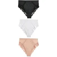 Next High-Waist-Slip Hochbund-Spitzenslips 3er-Pack, hoher Beinschnitt (3-St)