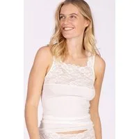 Nina Von C. Achselhemd "Fine Cotton" weich, atmungsaktiv, bequem, elastisch, eng, mit Spitze, V-Ausschnitt