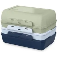 Emsa Lunchbox Variabolo, Polyprophylen (PP), (Set, 4-tlg), platzsparend, verschiedene Farbkombinationen, spülmaschinenfest