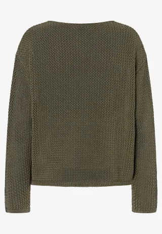 MORE & MORE - Ajour-Pullover grün - Gr. - 38