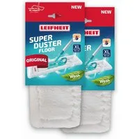 Leifheit Staubbezug SUPERDUSTER Floor XL 2er Set Wischbezug (Mikrofaser, 18.0x50.0 cm, 2-tlg., langlebig, für Fliesen, Parkett, Stein, maschinenwaschbar)