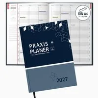 TOBJA Buchkalender Praxisplaner 2027 A4 Navy Hardcover Arztpraxis 15 Min Takt FSC, Hardcover Layflat, A4, 15-Min-Takt 7-21 Uhr, FSC, 23 Mitarbeiter-Plan