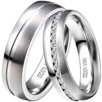 DOOSTI Trauring Schmuck Geschenk Edelstahl Trauring Ehering Partnerring LIEBE, wahlweise mit oder ohne Zirkonia