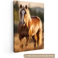 OneMillionCanvasses® Leinwandbild Pferd - Braun - Natur - Weide - Tier, Fotodruck (1 St), Leinwand Canvas Wandbild, Wanddekoration 20x30 cm