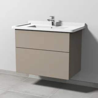 Sanipa 3way Waschtischunterbau zu Duravit Starck 3 Waschtisch mit 2 Auszügen, Sandgrau-Matt SF71167