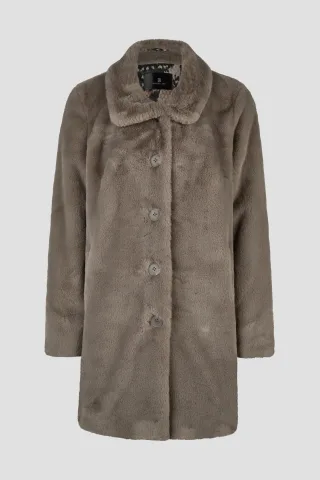 Barbara Lebek - Fake Fur Jacke taupe - Gr. - 46