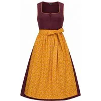 Ramona Lippert Dirndl Corddirndl „Bridget“ Bordeaux mit Blumenschürze – Rocklänge 70 cm