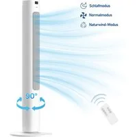 WHEELYOU Turmventilator 90 cm mit Fernbedienung, 90° Oszillation, LED-Display & 9h-Timer, 3 Modi, 4 Stufen, Raumtemperaturanzeige, 400 m³/h, 15–25 m²