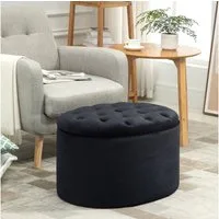 HOMCOM Sitzbank Polsterbank mit Stauraum (Aufbewahrungsbank, 1-St., Lagerbank), samtartiges Polyester Schwarz 71 x 52 x 42 cm