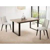 WFL GROUP Esstisch Valentino ausziehbar rechteckig loft mit schwarzen Metallbeinen (MADE IN EU, erhältlich in 3 Größen – 140/160/160 cm ausziehbar auf 180/200/240 cm), platzsparender Tisch in Holzoptik für Küche, Esszimmer oder Wohnzimmer