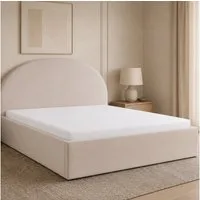 Goldstoff Polsterbett Elegantes Bett "ARCADIA" - von 120 bis 200x200 cm (Stauraumbett, Doppelbett), Luxuriöses Bett mit Stauraum und gepolstertem Kopfteil