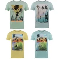riverso T-Shirt Herren Printshirt RIVLukas 4er Pack Regular Fit (Vorteilspack, 4-tlg) Kurzarm Tee Shirt mit Rundhalsausschnitt aus 100% Baumwolle
