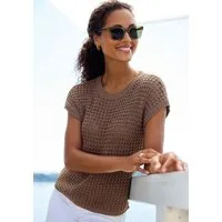 s.Oliver Kurzarmpullover mit weitem Rundhalsausschnitt und sommerlich, elegantem Strick