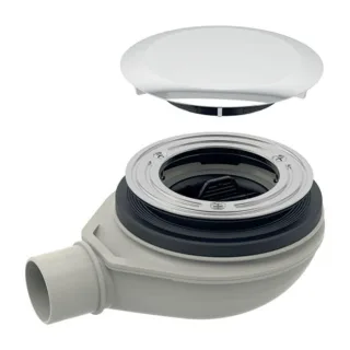 Geberit d90 Duschwannenablauf 150582211 hochglanz-verchromt, mit Ablaufdeckel, Sperrwasserhöhe 30mm, Abgang aus PP