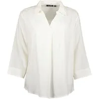 Blue Seven Blusenshirt 180312 Damen Bluse mit Hemd-Kragen - Unifarbene Sommerbluse mit V-Ausschnitt