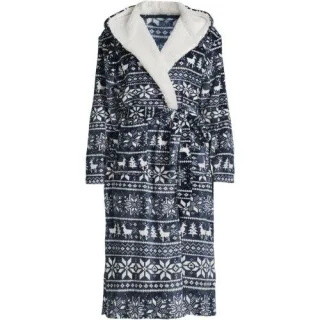 Fleece-Kapuzenmorgenmantel für Damen, Damen, size: regular, Blau, Polyester, by Lands' End