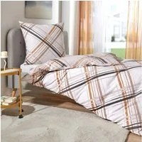 TRAUMSCHLAF Bettwäsche Tennessee beige, Seersucker, 2 teilig, moderne Streifen