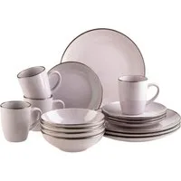 MÄSER Kombiservice METALLIC RIM, Geschirr-Set, Steinzeug (16-tlg), 4 Personen, Steinzeug