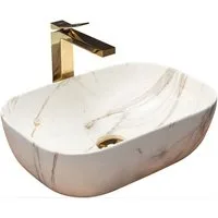 wohnwerk.idee Aufsatzwaschbecken Waschbecken Marmor Optik 46x32cm Belinda