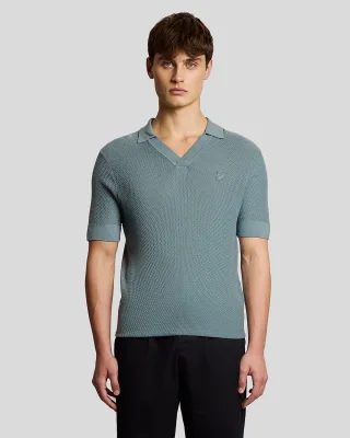 Offenes Kragen Feinstrick Poloshirt