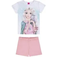 TOPModel Shorty TOPModel Jill Eule Shorty Pyjama Schlafanzug kurz weiß rosa (2 tlg)
