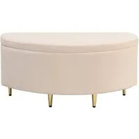 Flieks Polsterbank, Samt Polsterhocker mit Stauraum und Metallbeinen 90x40x42cm