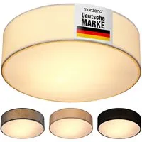monzana Deckenleuchte Deckenleuchte, Innenbeleuchtung, Deckenlampe Stoff Weiß 38 cm Modern E27 Rund 2 Flammig Deckenleuchte