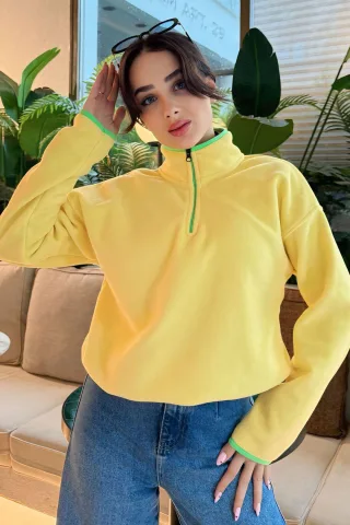 Übergroßes Plüsch-Half-Zip-Sweatshirt