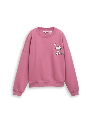 Denim Tom Tailor - Sweatshirt mit Snoopy-Print dusty berry - Gr. - L