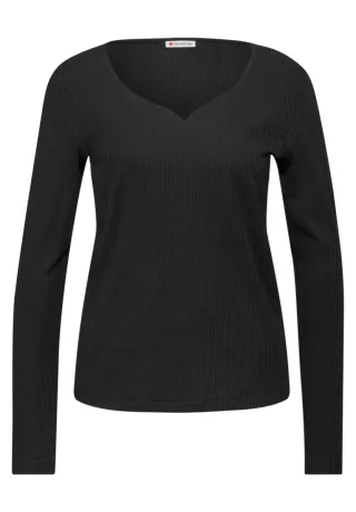 Street One - Shirt mit Herzausschnitt schwarz - Gr. - 44