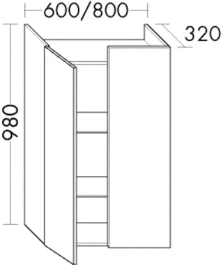 Burgbad Halbhoher Schrank System 30 Preisgruppe 3 Diago 960x600x320 Weiß Hochglanz, UHFT060F1507 UHFT060F1507