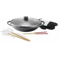 Kopf Wok Mai-Lu, Aluminiumguss, Ø 36 cm, Induktion, Antihaftbeschichtung, inkl. Glasdeckel & Zubehör