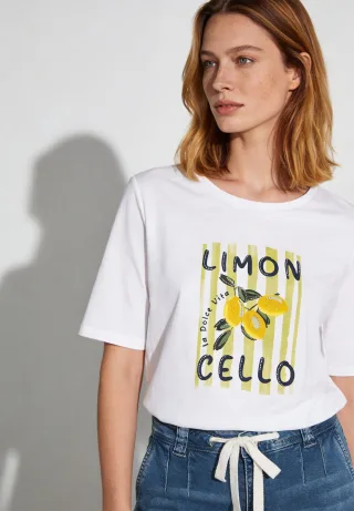MORE & MORE - T-Shirt mit Frontprint weiß - Gr. - 34