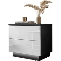Lookway Nachttisch LINA mit Push-Open System Hochglanz LED, 55x50x37 cm