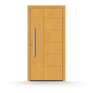 Haustüren Holz ohne Glas, mit Reliefstreifen, Fichtenholz, Fichte Hell 110, 85 x 180 cm, Modell Recklinghausen, individuell konfigurieren