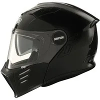 Simpson Motorradhelm Darksome Solid 06 Klapphelm, vorbereitet für Kommunikationssystem,integriertes Sonnenvisier