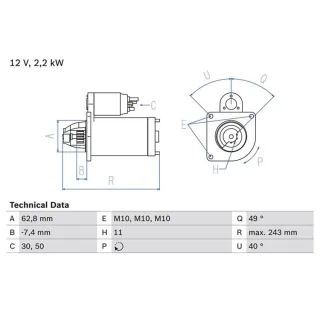 Bosch Anlasser 2,2 kW Ford Volvo 0986023380