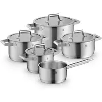 WMF Topf-Set Comfort Line Induktion, Kochtopf Set mit Glasdeckel, mattiert, Cromargan® Edelstahl Rostfrei 18/10 (Set, 5-tlg., 3x Fleischtopf Ø /16/20/24cm, 1 Bratentopf Ø 20cm, 1 Kasserolle Ø16 cm), Töpfe Set stapelbar, für alle Herdarten geeignet, m