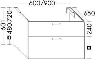 Burgbad WTU Sys30 PG3 Diago 601x600x650 Weiß Hochglanz, WYHZ060F1507 WYHZ060F1507