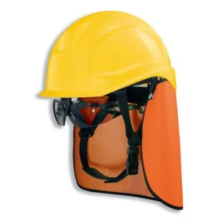 uvex pheos S-KR-IES Schutzhelm mit Kinnriemen - mit Nackenschutz - mit Schutzbrille - mit Lüftung -  gelb 55 cm - 61 cm - 9772159