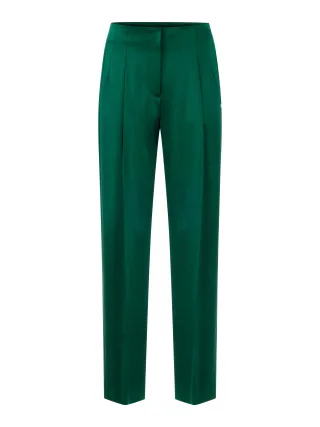 Marc Cain Collections - Satin-Hose WASCO mit weitem Bein dark jade green - Gr. - 40