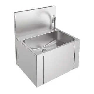 KWC Aquarotter Einzelwaschtisch, ANIMA, Edelstahl, 460x520x380 mm, Kniebetätigung, 2000101025 2000101025