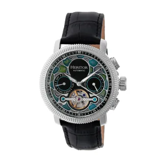 Heritor Automatik Aura Herren-Halbskelett-Lederarmbanduhr