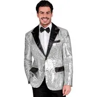 Widmann S.r.l. Kostüm Pailletten Jackett 'Glitter' für Herren, Silber