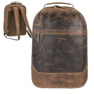 Greenburry Rucksack Leder 34x48x16cm Overnighter Reiserucksack "Vintage" antikbraun, Weekender für Damen und Herren